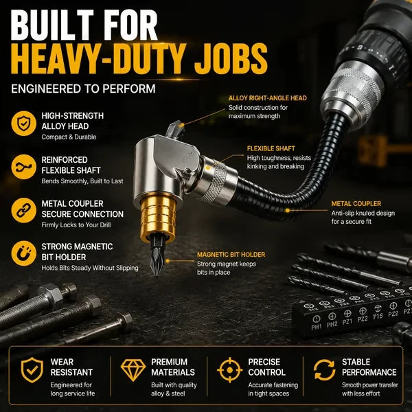 🔥Right Angled Electric Drill Corner Attachment Tool