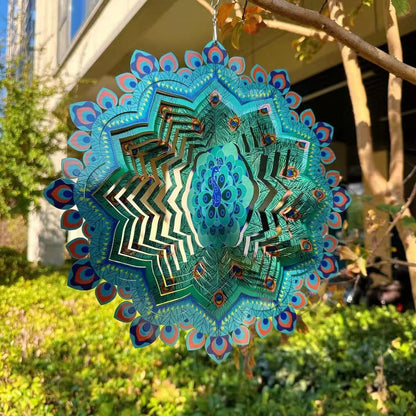 🔥🌿 Mandala Rotating Peacock Wind Chime