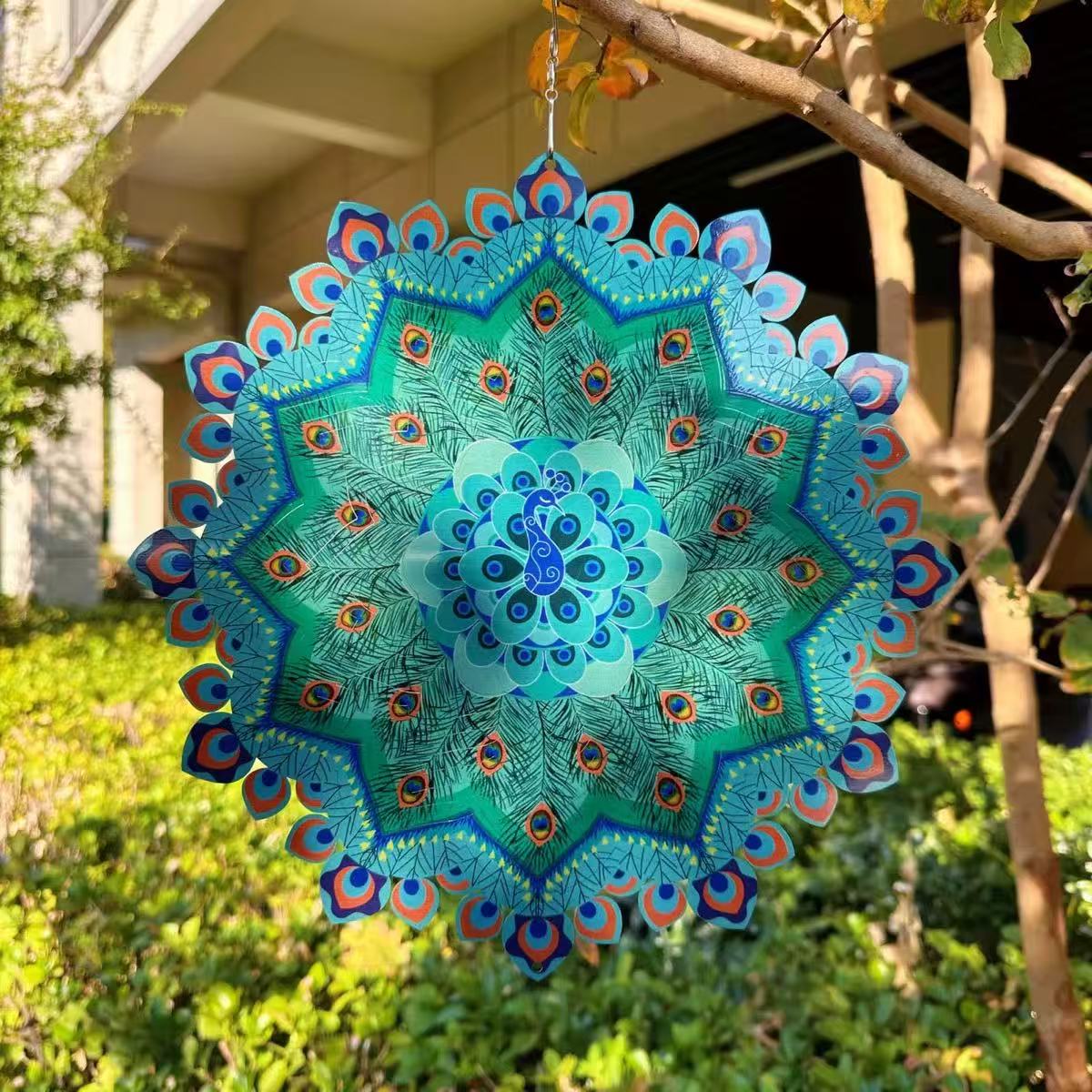 🔥🌿 Mandala Rotating Peacock Wind Chime