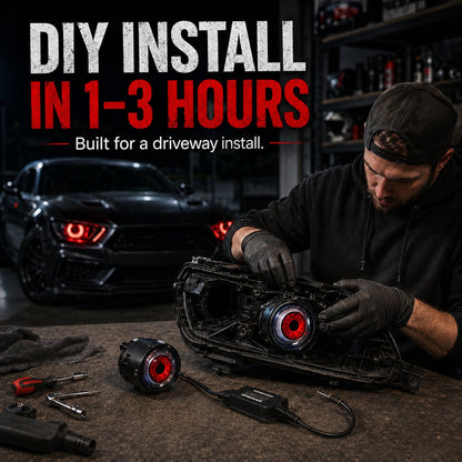🔥👁️Animated Demon Eye LED Projector Headlight Kit
