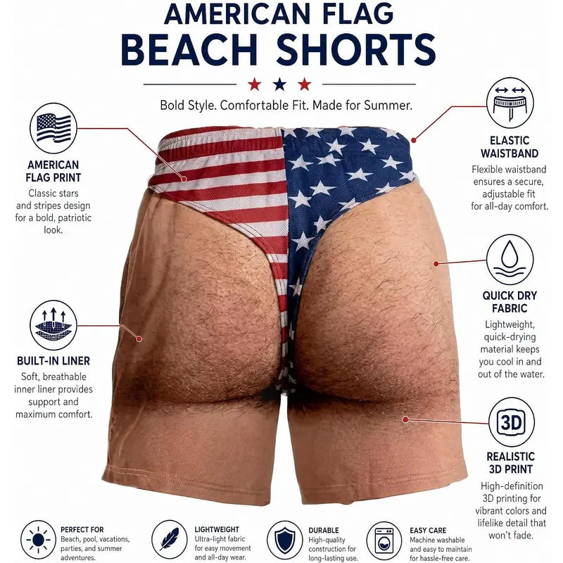 🔥Funny Patriotic Men Swim Trunks