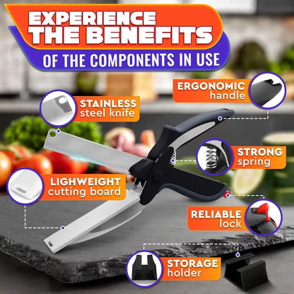 🔥2 in 1 Kitchen Scissors for Food – Stainless Steel Blade & Plastic Cutting Board Scissors