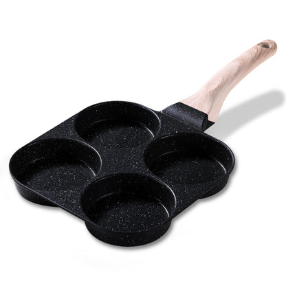 🔥Multifunctional 4 Holes Skillet With Handle Wooden Handle🍳