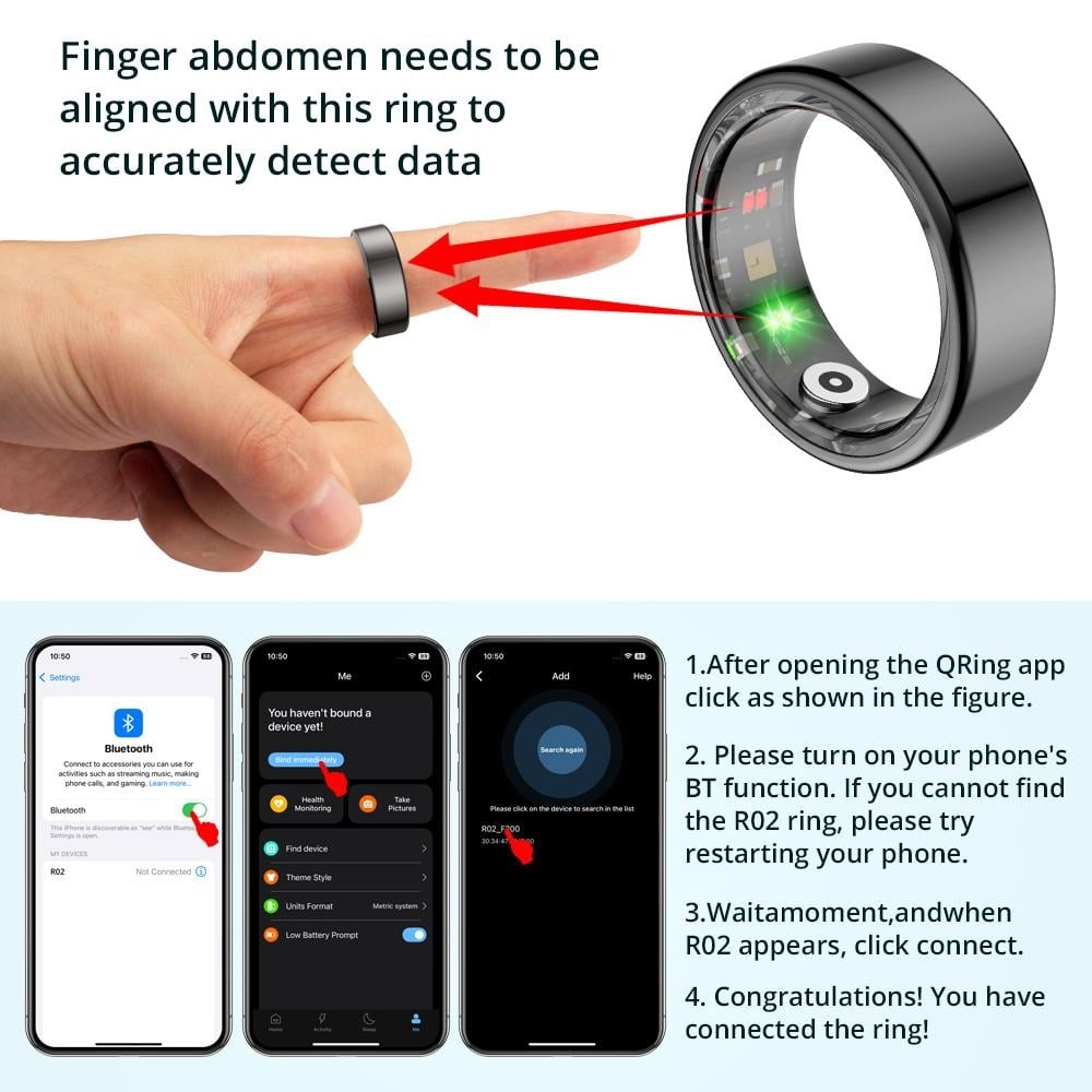 ✨💍 Smart Ring 5ATM Waterproof  – Women & Couples Wearable Fitness Smart Ring with App Tracking | Stylish Tech Gift for Him & Her