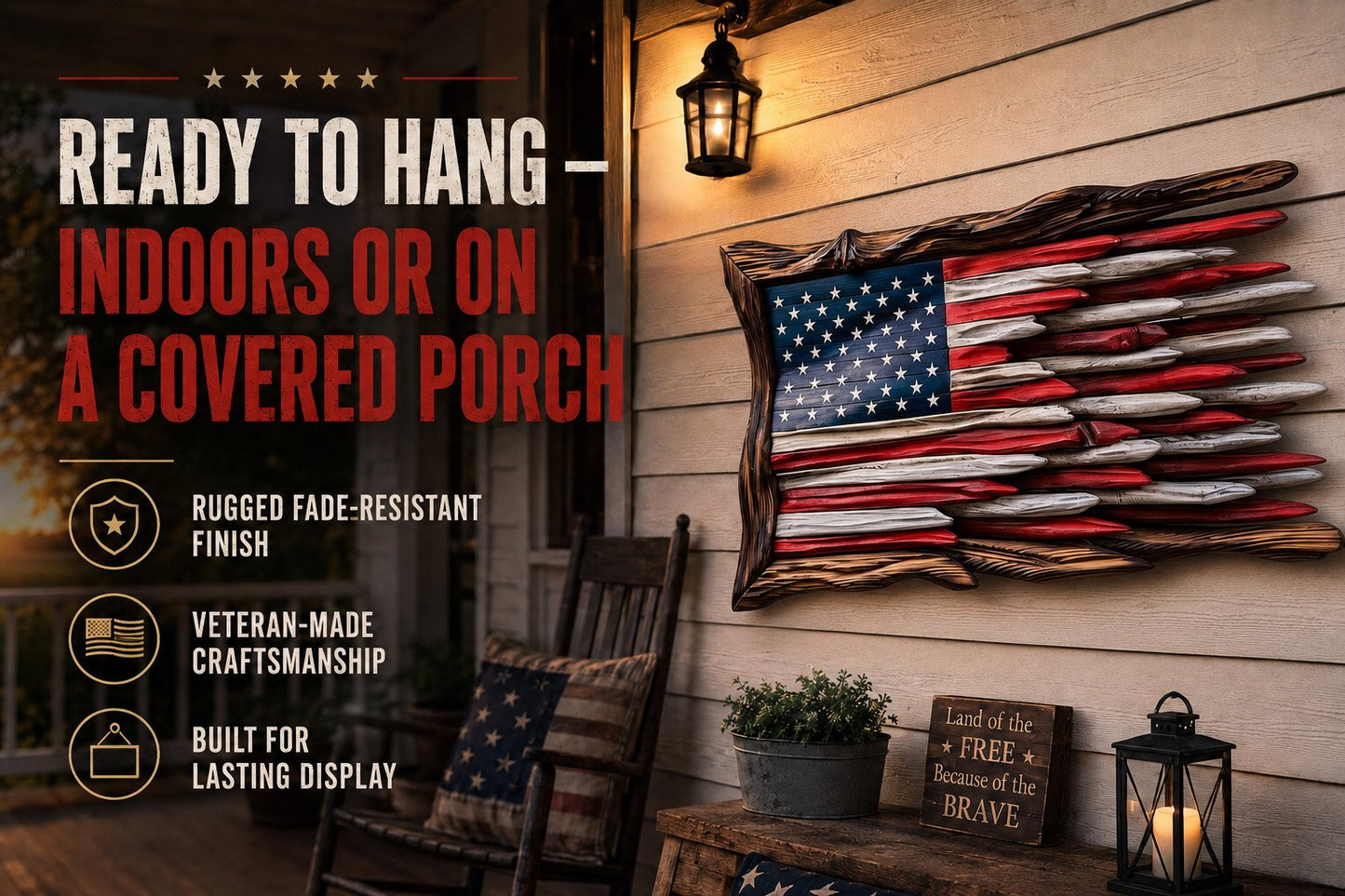 🔥Father’s Day 49% OFF - 🇺🇸 Battle Worn Wooden Flag | Handcrafted Patriotic Wall Art by Veteran