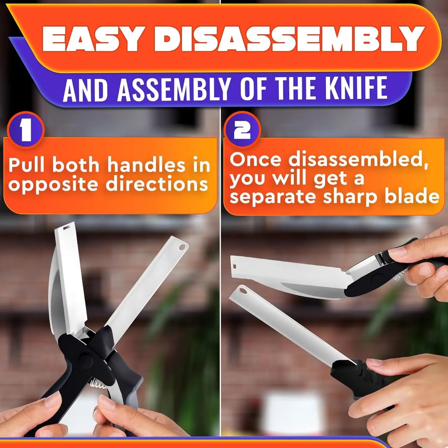 🔥2 in 1 Kitchen Scissors for Food – Stainless Steel Blade & Plastic Cutting Board Scissors