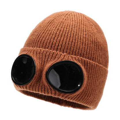 🎖️MansWill Winter Beanie Hat with Removable Goggles for Men & Women
