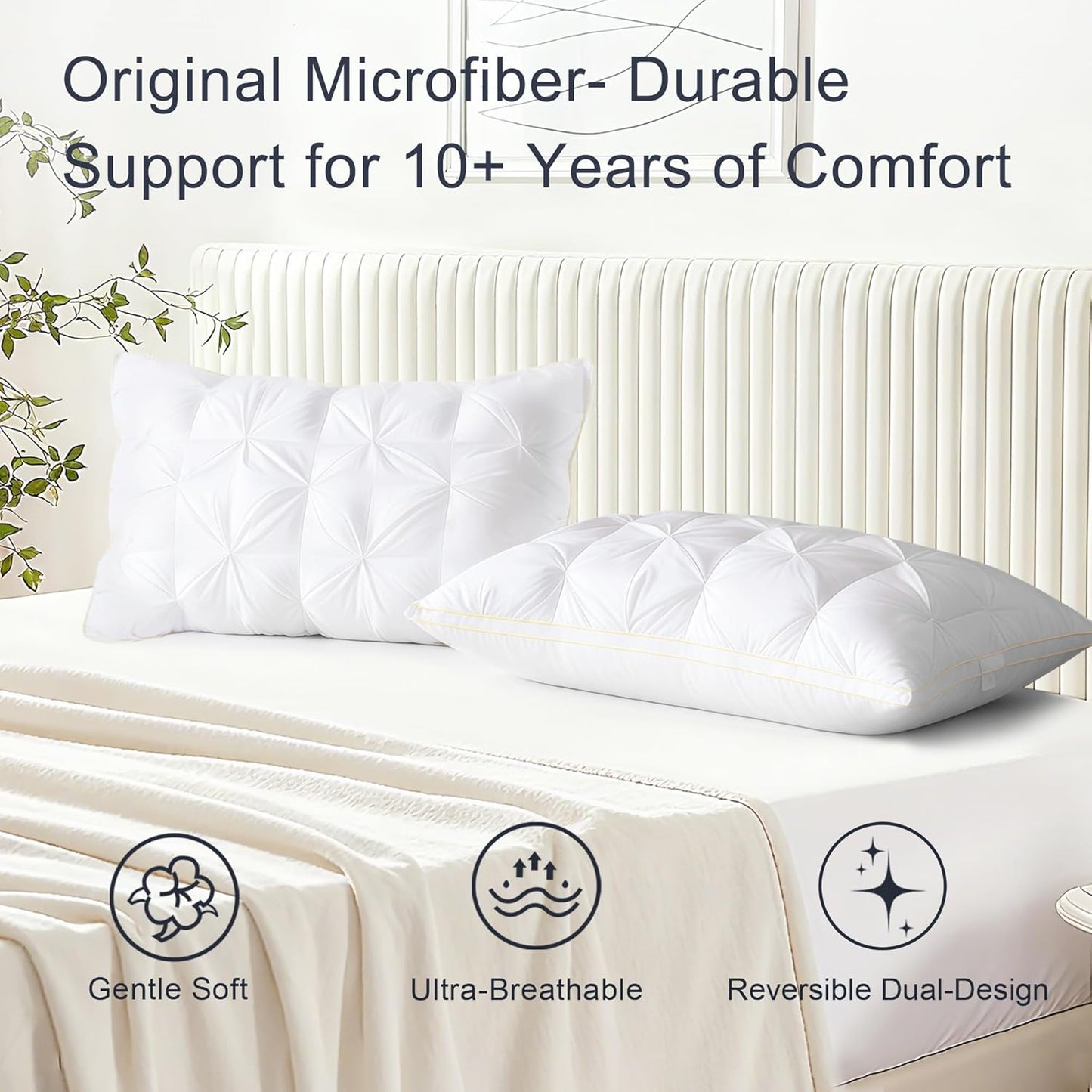 🎖️5-Star Hotel Plush Pillows: Fluffy Support, Zero Neck Pain