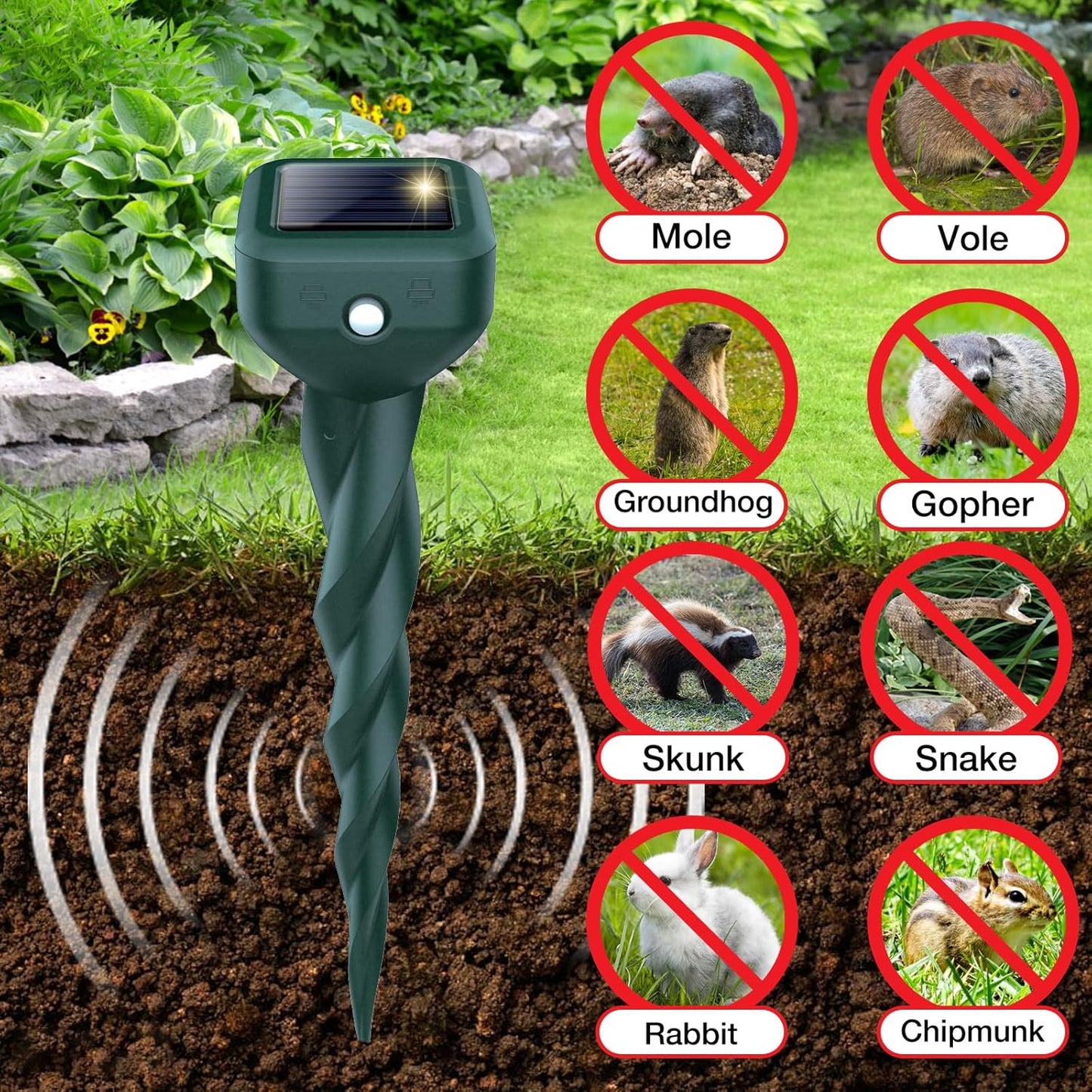 🎖️☀️ Solar Ultrasonic Animal Repellent