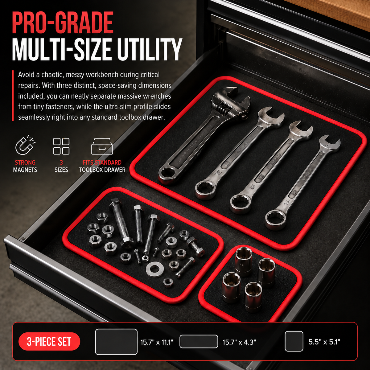 🔥Double-sided Flexible Magnetic Tool Mat & Tray Holder 🛠️🧲