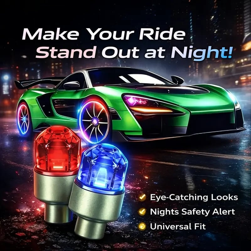 🔥Smart RGB Wheel Lights 🚗 | Waterproof Luminous Valve Caps for Car, Motorcycle & Bike 🚲 | Vibration-Sensitive LED Starlight 🌟