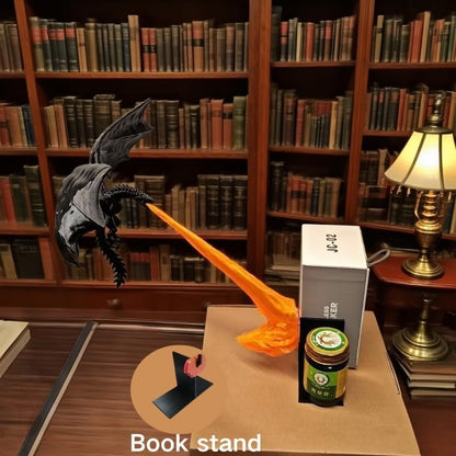 🎖️Dragon Bookends, 3D Fire Breathing Flying Dragon Resin Book Stoppers