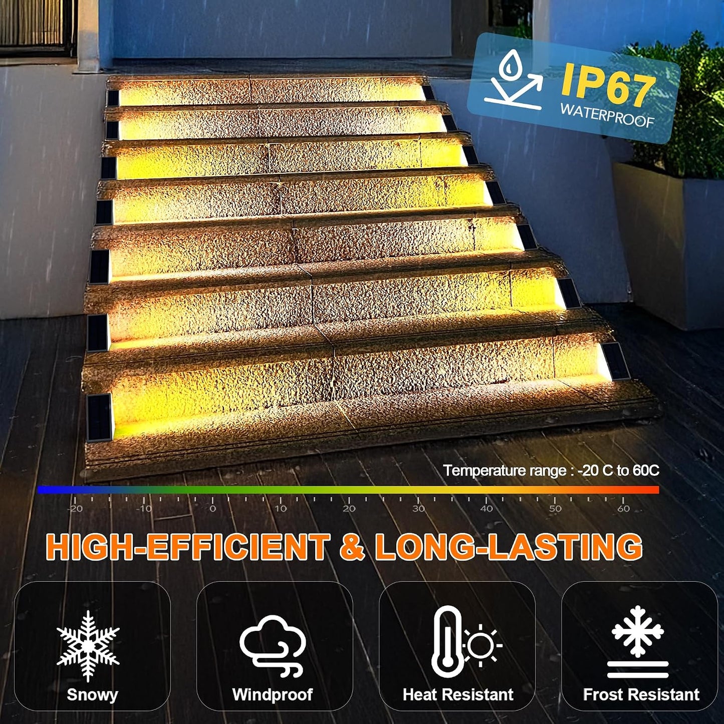 🎖️LED Solar Step Lights Waterproof Outdoor Stair Lights