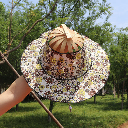 🎖️New Unisex Summer Fashion Bamboo Fan Hat Foldable Bamboos Sun Protection Caps for Outdoor Sports Travel Worker