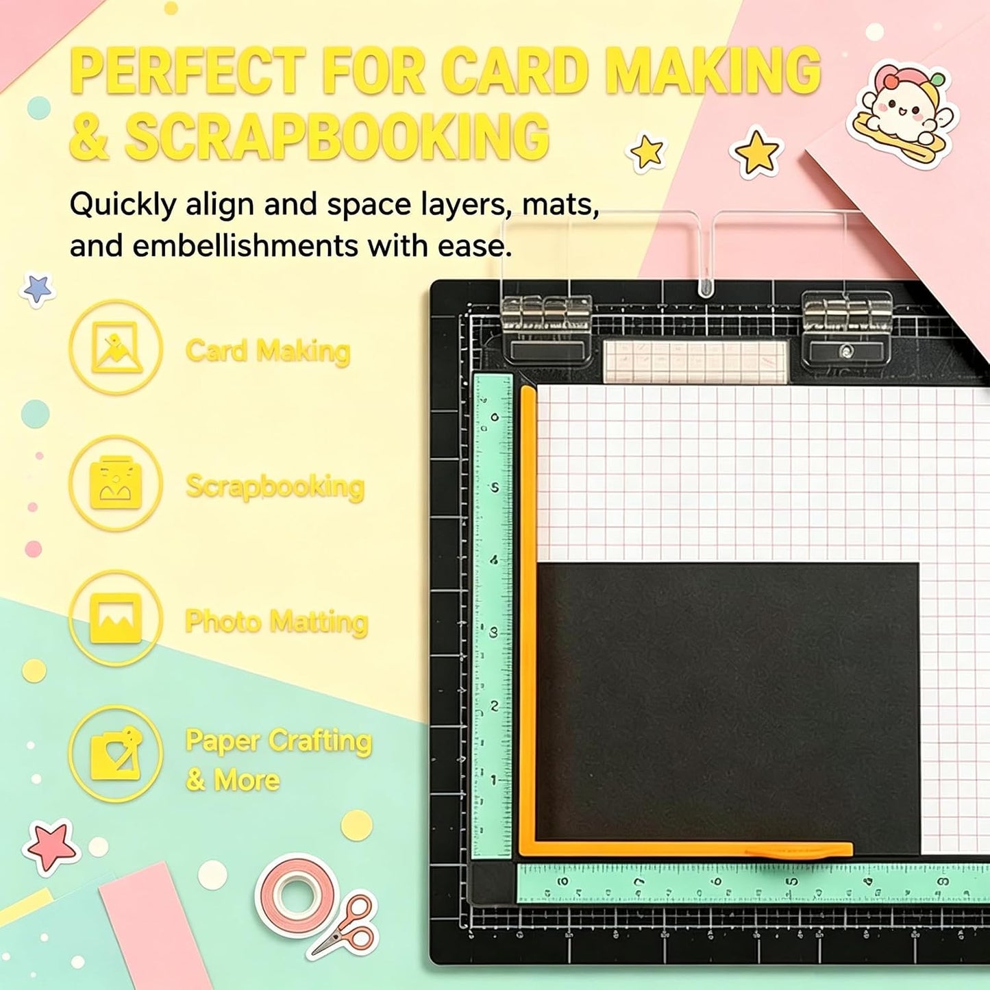🎖️7pcs Paper Crafting Alignment Guides with Case for Card Making