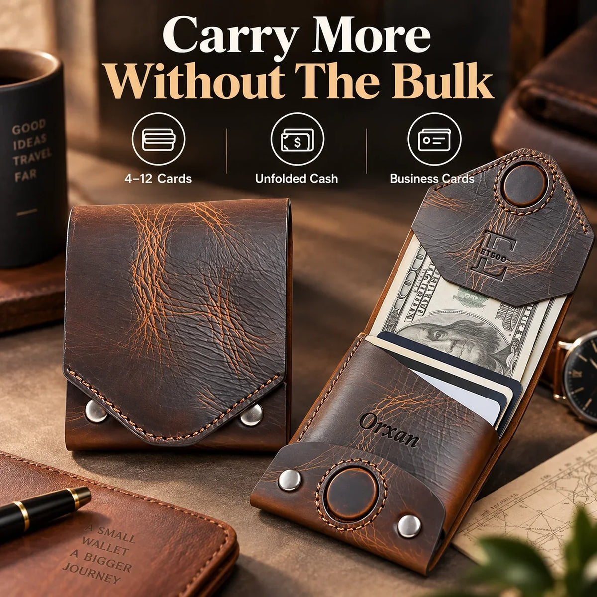 🎁Vintage Handmade Leather Wallet With Business Card Holder