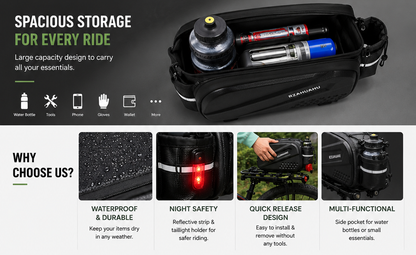 ✨RZAHUAHU Bike Rear Rack Bag, Waterproof Bicycle Trunk Pannier Bag