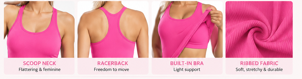 ✨Women’s Workout Tank Top with Built-In Bra👚