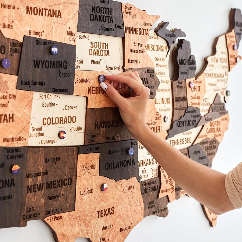 🎖️USA Travel Map, Push Pin Map Apartment Decor Home Improvement