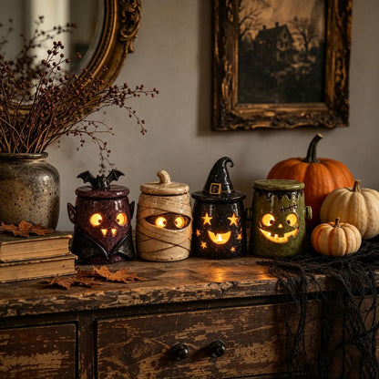 🎖️Monster Tea Light Holder, Handmade Ceramic Halloween Candle Holder