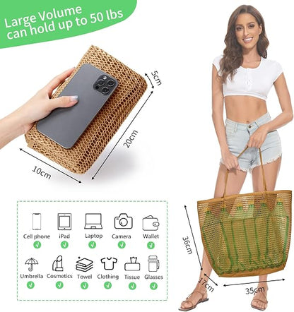🎖️Mesh Beach Tote Womens Shoulder Handbag