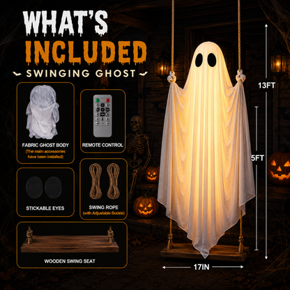 ✨Halloween Hanging Swinging Ghost（Free Wizard Hat Included）