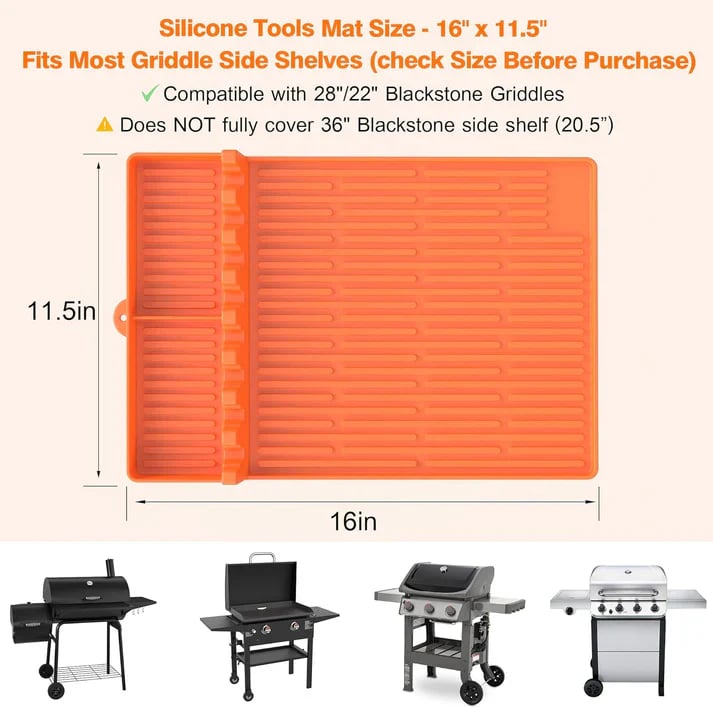 ✨🌞Summer Sale 49% OFF🍖Silicone BBQ Side Shelf Mat — Keep Tools Clean & Close