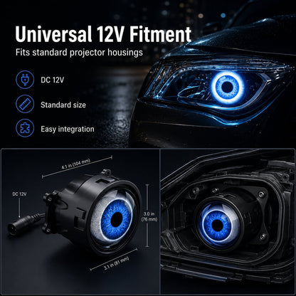🔥👁️Animated Demon Eye LED Projector Headlight Kit
