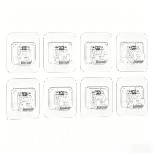 ✨8PCS Curtain Rod Brackets with Clips – Transparent Drapery Hooks 🚪