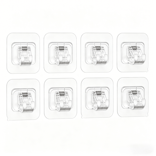 ✨8PCS Curtain Rod Brackets with Clips – Transparent Drapery Hooks 🚪