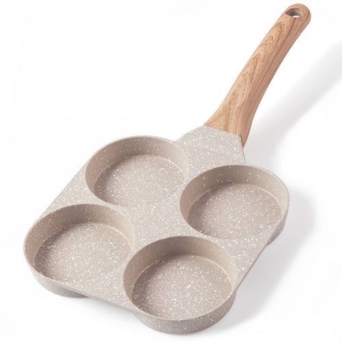🔥Multifunctional 4 Holes Skillet With Handle Wooden Handle🍳
