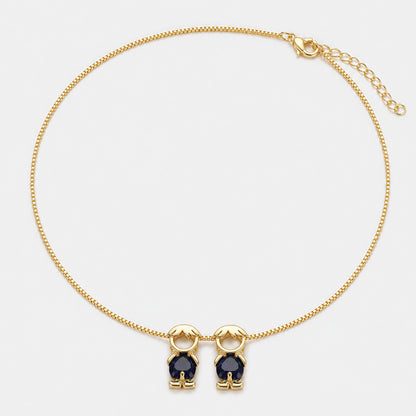 🔥Brass Custom Heart Birthstone Necklace With 1-6 Family Charms