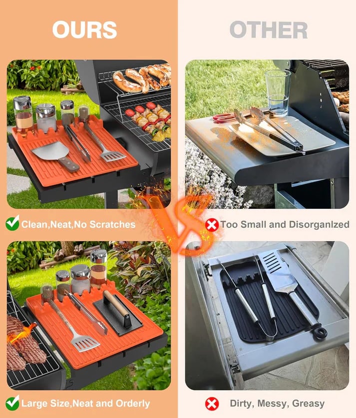✨🌞Summer Sale 49% OFF🍖Silicone BBQ Side Shelf Mat — Keep Tools Clean & Close