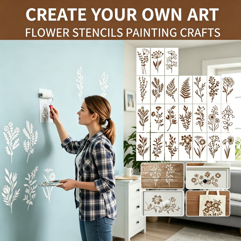 🔥24 PCS - Flower Stencils Painting Crafts Templates for Painting on Wood, Wall, Furniture