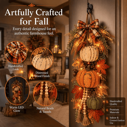 🔥Rustic Wooden Pumpkin Door Hanging🎃
