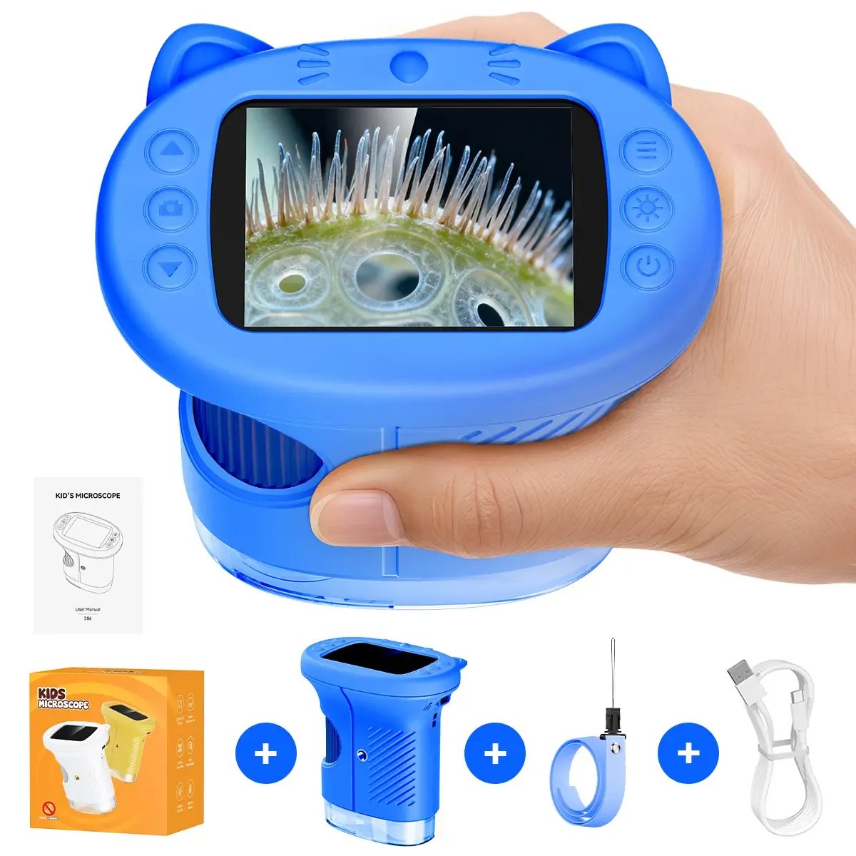 🔥【2026 Upgrade】1000X Handheld Microscope for Kids with 4K 2.0" Screen, Photo & Video Camera