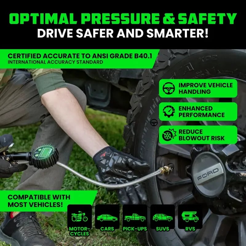 ✨ Digital Tire Pressure Gauge with Inflator 🚗 3-in-1 Precision for Your Garage⏰