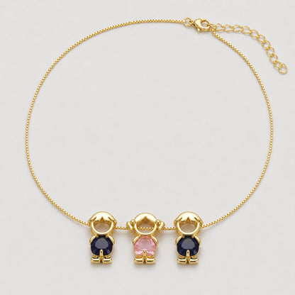 🔥Brass Custom Heart Birthstone Necklace With 1-6 Family Charms
