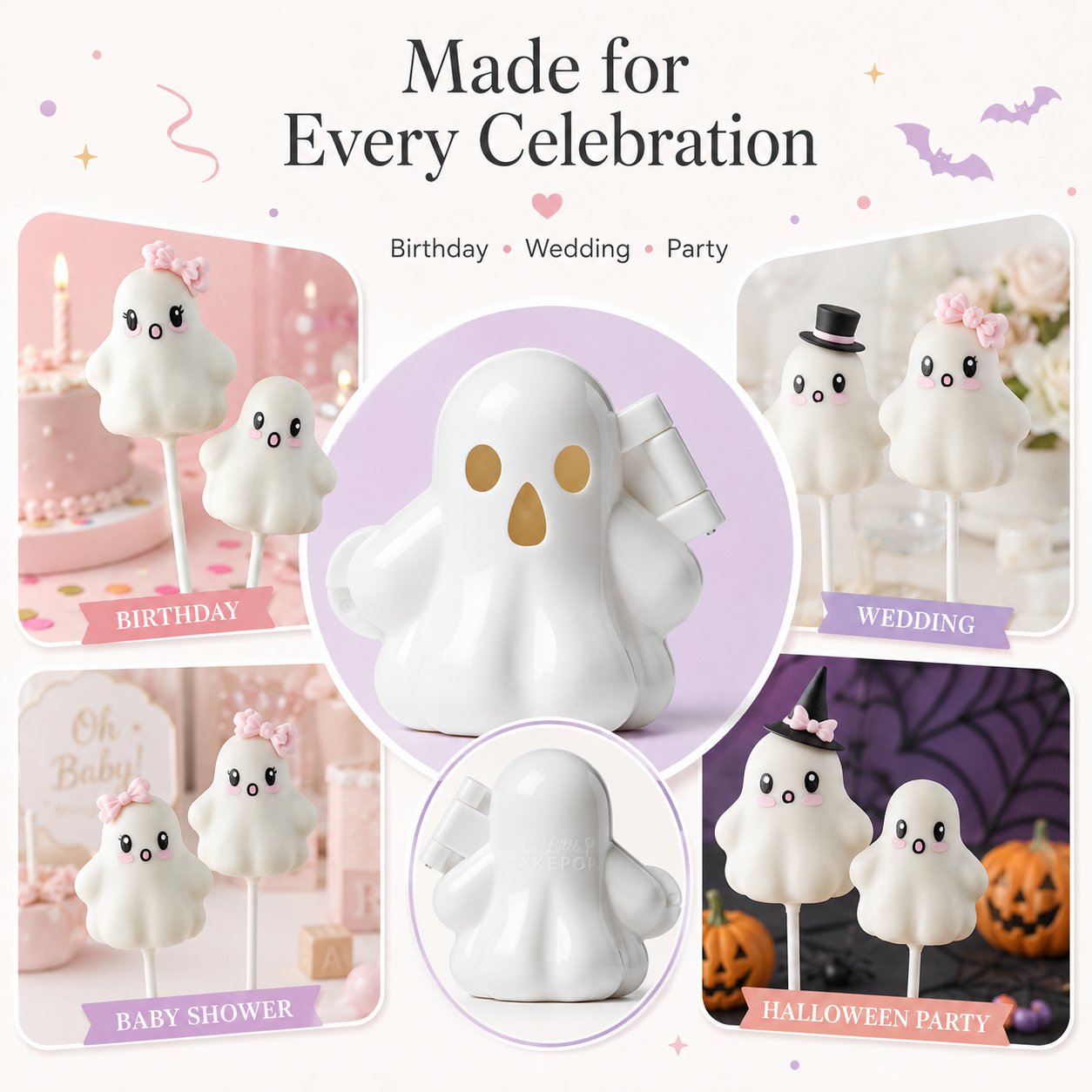 🔥👻 Ghost Cake Pop Mold | Reusable Food-Safe Mold for Cute Spooky Treats, Parties & Creative Baking 🎃✨