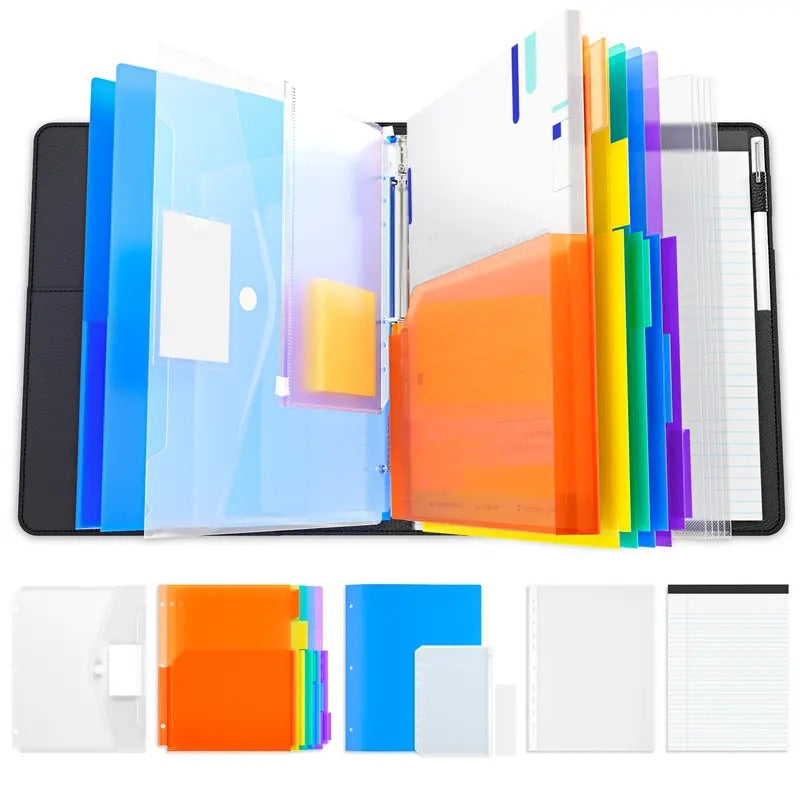🎖️PU Leather 3-Ring Binder Clipboard with Storage & Magnetic Clip