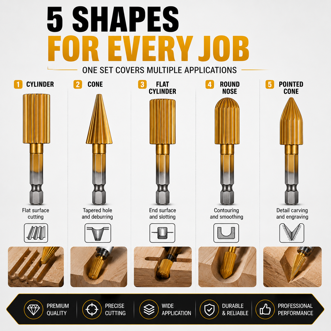 🔥5PCS Hex Shank Metal Grinding Drill Bits