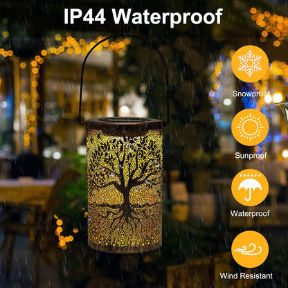 🎖️Solar Lantern Outdoor, Tree of Life Metal Hanging Light Waterproof