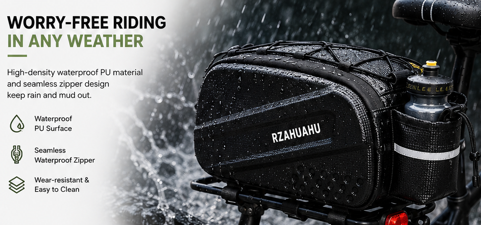 ✨RZAHUAHU Bike Rear Rack Bag, Waterproof Bicycle Trunk Pannier Bag