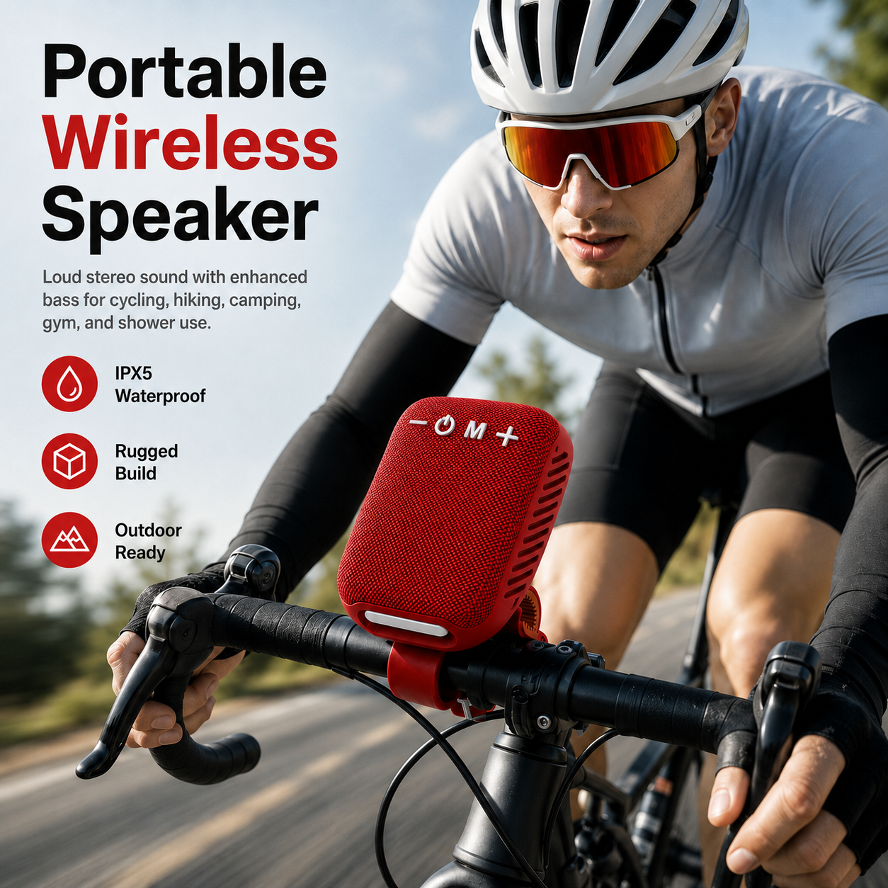 🎖️Portable Bluetooth Speaker for Bike, IPX5 Waterproof Wireless Traveling Bicycle Speakers