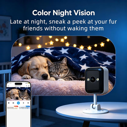 🎖️Indoor Outdoor Security Camera, 2.4G WiFi, IP66 Waterproof