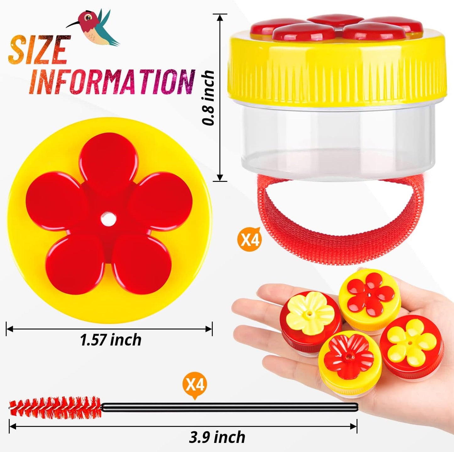 ✨ 4PCS Handheld Ring Hummingbird Feeder🐦