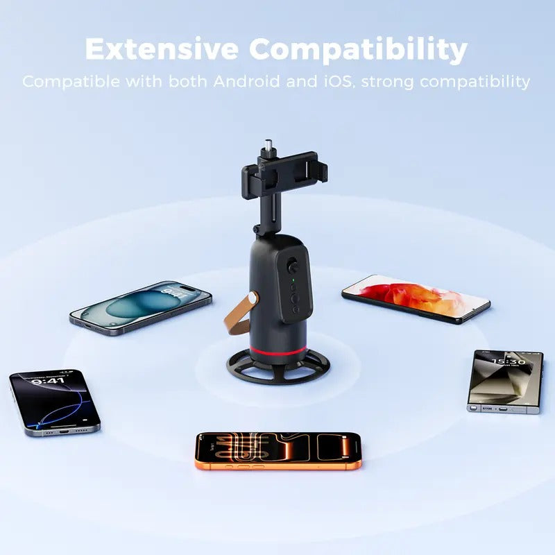 🎖️Auto Face Tracking Phone Holder with Gesture Control, 360° Auto Rotating