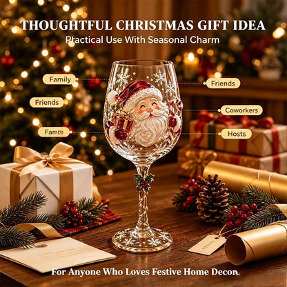 🎖️Christmas Wine Glass Collection Gift Box Set, Santa Christmas Wine Glass