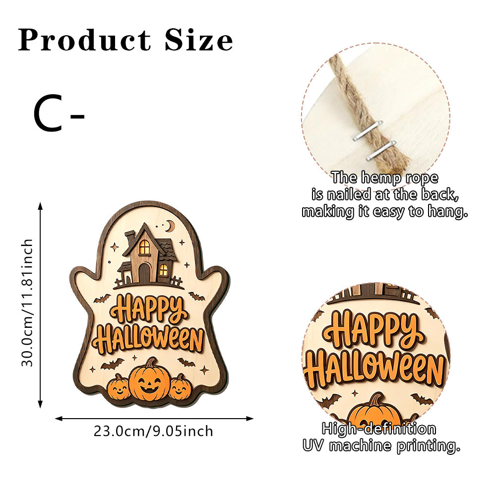 🎖️Halloween Black Cat Vampire Bat Wooden Sign, Gothic Wall Decor
