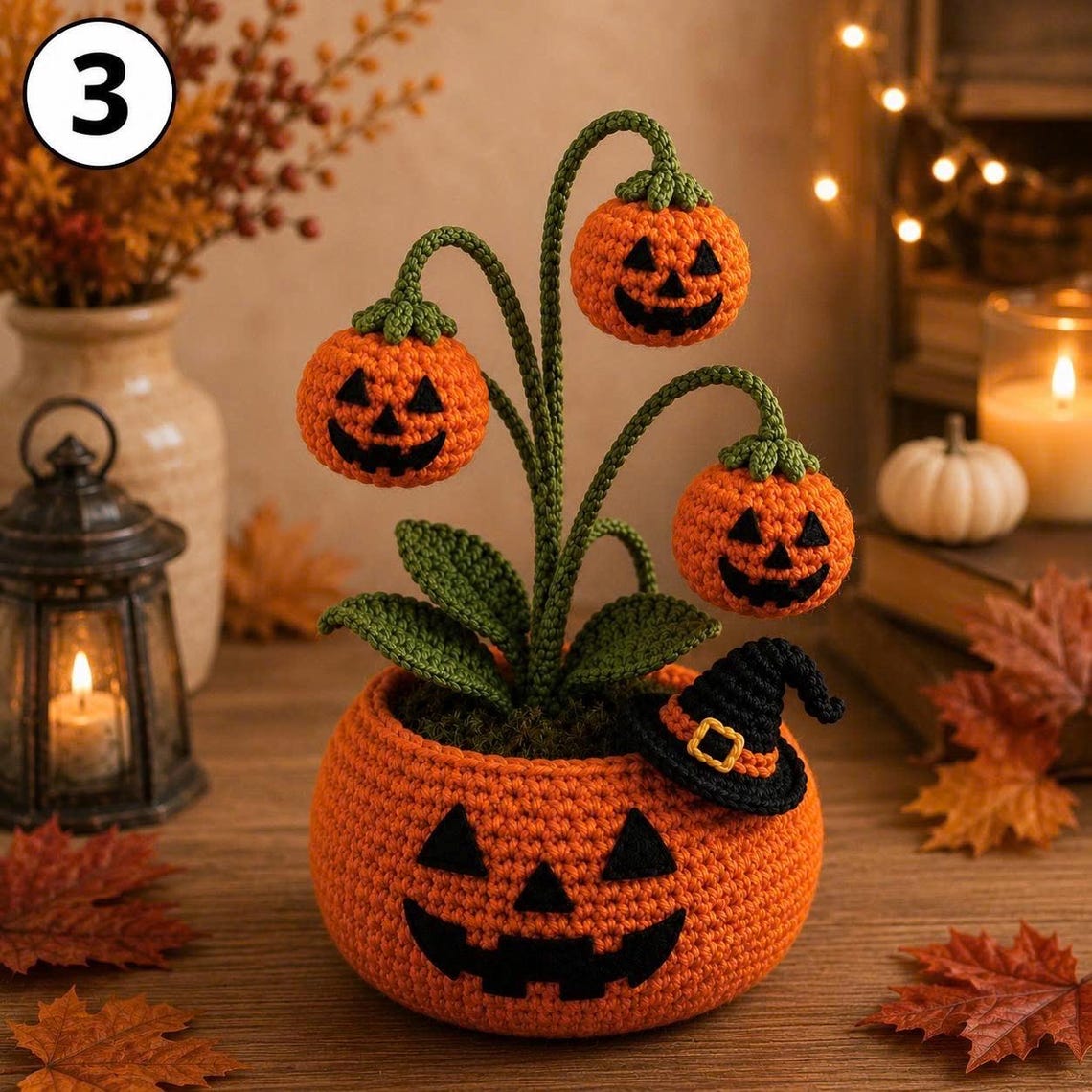 🎖️Crochet Halloween Pumpkin Ghost Pot, Spooky Pumpkin Decor